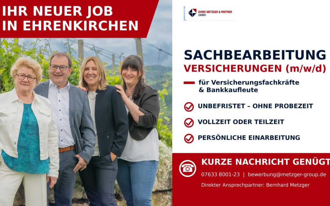 Sachbearbeiter Versicherungen / Versicherungsfachkraft (m/w/d)